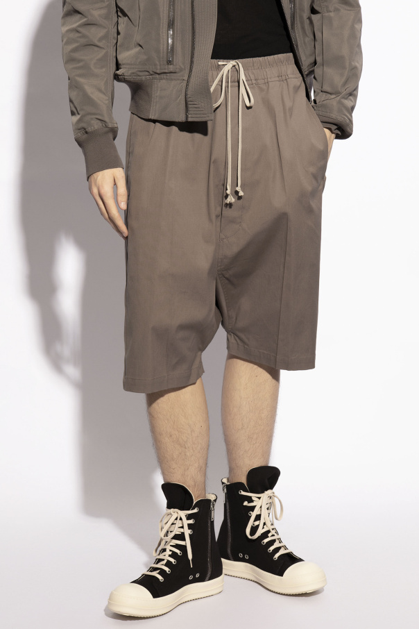 Rick Owens - Pod Wide-Leg Leather Drawstring Shorts - Black